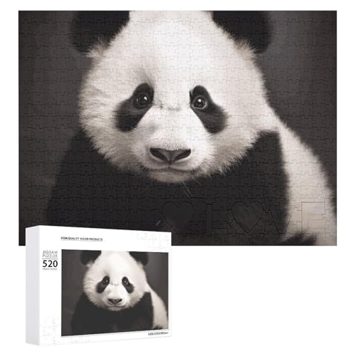 Puzzle für Erwachsene, niedliches schwarz-weißes Panda-Puzzle mit Buchstaben auf der Rückseite, herausforderndes Spiel-Puzzle, personalisiertes Puzzle, perfekt für Puzzle-Enthusiasten von GHBNK