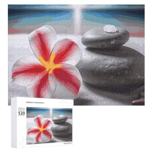 Puzzle für Erwachsene, tropische Blume und Zen-Stein, Puzzle mit Buchstaben auf der Rückseite, herausforderndes Spiel, personalisiertes Puzzle, perfekt für Puzzle-Enthusiasten von GHBNK