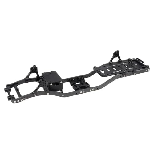 GHJtRs 1/10 RC Crawler Chassis mit Einstellbarer Stoßdämpferhalterung, Kohlefaserschienen, Aluminiumstrebe, Unterfahrschutz, Empfängerbox, kompatibel mit(Black Set) von GHJtRs