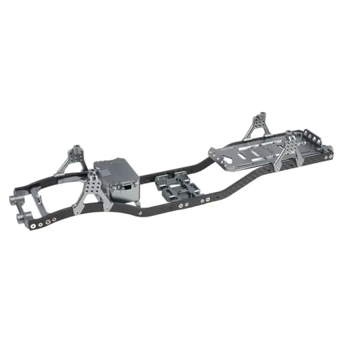 GHJtRs 1/10 RC Crawler Chassis mit Einstellbarer Stoßdämpferhalterung, Kohlefaserschienen, Aluminiumstrebe, Unterfahrschutz, Empfängerbox, kompatibel mit(Gray Set) von GHJtRs