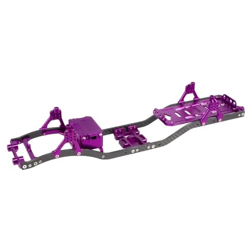 GHJtRs 1/10 RC Crawler Chassis mit Einstellbarer Stoßdämpferhalterung, Kohlefaserschienen, Aluminiumstrebe, Unterfahrschutz, Empfängerbox, kompatibel mit(Purple Set) von GHJtRs