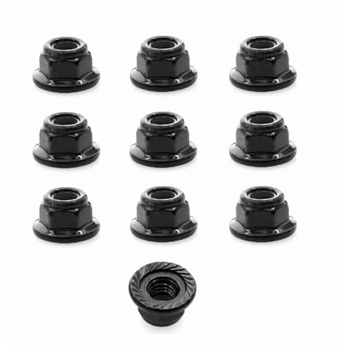 GHJtRs 10PCS M4 Rad Sicherungsmuttern 4mm Kompatibel Mit RC Modell Auto 1-12 12428 12423 Desert Buggy CNC Gefräste Verbesserte Teile(Black) von GHJtRs