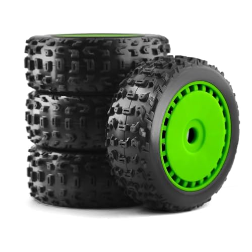 GHJtRs 4 Stück 116 mm 1/8 Off-Road Buggy Reifen Räder kompatibel mit Talion RC Auto 17 mm Sechskant(Green) von GHJtRs