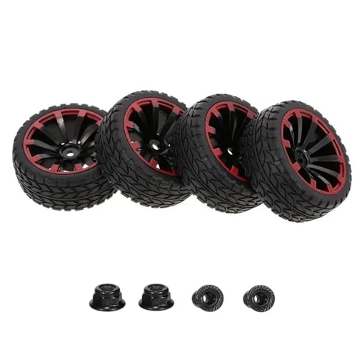 GHJtRs 4 Stück 65 x 26 mm RC On Road Reifen und Räder Sechskant 12 mm kompatibel mit RC-Car-Zubehör(DLT013) von GHJtRs