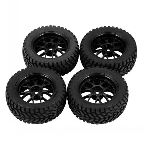 GHJtRs 4 Stück 75 mm Gummi-Rallye-Offroad-Reifen und Felgen, kompatibel mit MN99S 144001 RC-Car von GHJtRs