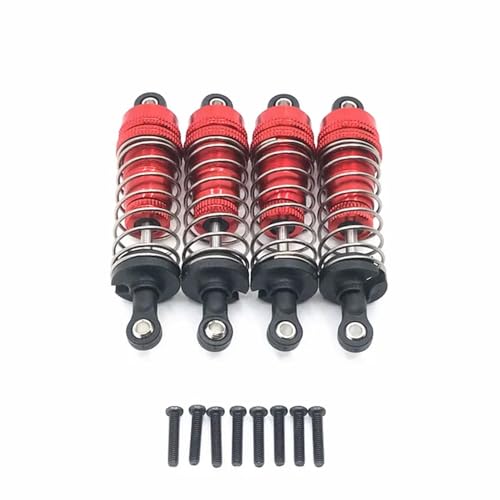 GHJtRs 4-teiliges Universal-Stoßdämpfer-Set aus Metall vorne und hinten, kompatibel mit 124019 144001 RC-Car-Upgrade-Teilen(Red) von GHJtRs