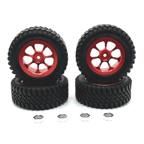 GHJtRs Kompatibel mit MN128 MN86 MN86S MN86K MN86KS MN G500 4 Stück 82 mm Gummireifen Metallfelge 12 mm Sechskant-Upgrade-Teile für 1/12 RC Crawler Car(RED) von GHJtRs