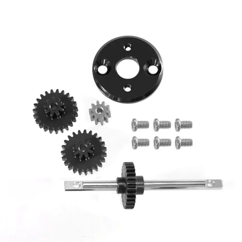 GHJtRs MN 78 MN 82 1/12 RC Auto Metallgetriebe Getriebesatz Motorritzel und 370 Motorhalterung Montage Upgrade-Teile kompatibel mit ähnlichen Modellen(Black) von GHJtRs