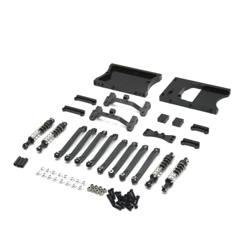 GHJtRs MN Modell 1/12 D91 D96 MN98 99S RC Auto Upgrade Kits Metall Feste Spurstangen Lenkgetriebe Kabine Heckträger kompatible Teile(Black) von GHJtRs