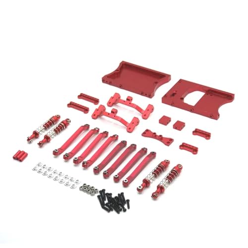 GHJtRs MN Modell 1/12 D91 D96 MN98 99S RC Auto Upgrade Kits Metall Feste Spurstangen Lenkgetriebe Kabine Heckträger kompatible Teile(Red) von GHJtRs