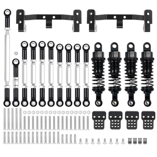 GHJtRs Metall Chassis Link Rod Zugstange Halterung Stoßdämpfer Set Kompatibel Mit MN MN99S RC Autos Teile Zubehör(MN Black) von GHJtRs