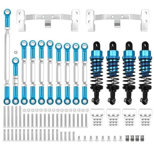 GHJtRs Metall Chassis Link Rod Zugstange Halterung Stoßdämpfer Set Kompatibel Mit MN MN99S RC Autos Teile Zubehör(MN Blue) von GHJtRs