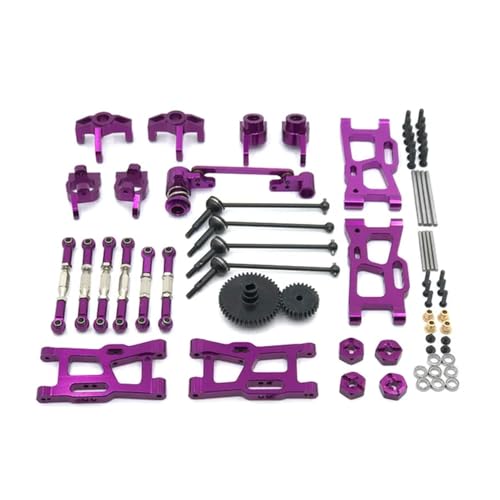 GHJtRs Metall-Upgrade-Kit für 124016 124017 124018 124019 144001 144010 RC-Autoteile, einschließlich Antriebswelle, Zugstange, Schwenkarm, Lenkgetriebe, kompatibel mit ähnlichen Modellen(Purple) von GHJtRs