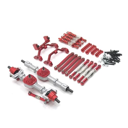 GHJtRs Metall Upgrade Vorder- und Hinterachse Montage Spurstange und Stoßdämpfer kompatibel mit MN 1/12 D91 D96 MN98 99S RC Autoteile(Red) von GHJtRs