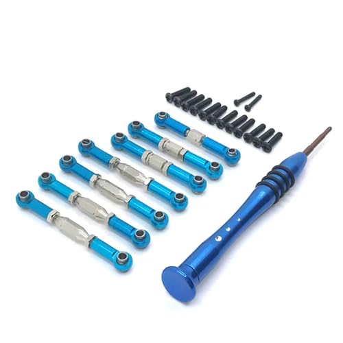 GHJtRs Metallgestänge-Servozug-Spurstangensatz, kompatibel mit 144002 144001 124016 124017 124018 124019 RC-Car-Upgrade-Teilen(Blue) von GHJtRs