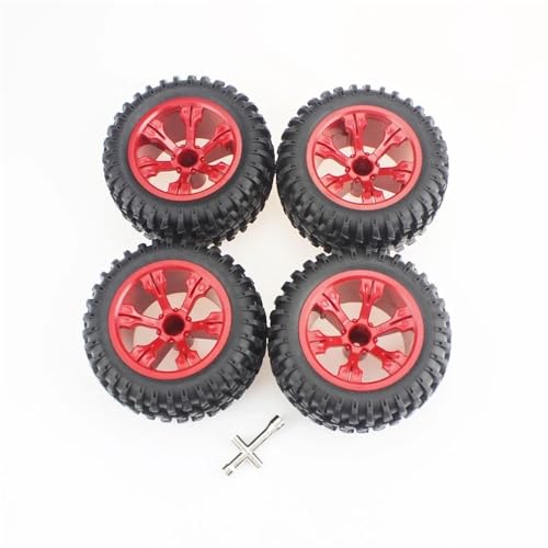 GHJtRs Offroad-RC-Gummireifen und Felgen im Maßstab 1:12, kompatibel mit 12428 12427 RC-Fahrzeugzubehör(RED) von GHJtRs