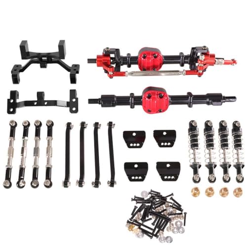 GHJtRs Upgrade-Kit Kompatibel mit RC-Car-Metall-Vorder- und Hinterachs-Spurstange und Stoßdämpfer, kompatibel mit MN-Modell 99s der zweiten Generation(Black Set) von GHJtRs