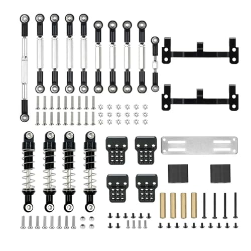 GHJtRs Upgrade Metall Zugstange Lenkung Servo Stange Basis Stoßdämpfer Für WPLC14 C24 1/16 MN 99S B90 98 Kompatible RC Auto Teile(Black for MN) von GHJtRs