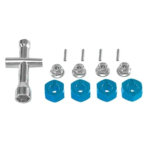 Upgrade Schraubenschlüssel Hex Set kompatibel mit Hyper Go 1/14 H14BM 14301-02-03 1/16 H16BM Fernbedienung Auto Metallteile M4 Mutter(Blue) von GHJtRs