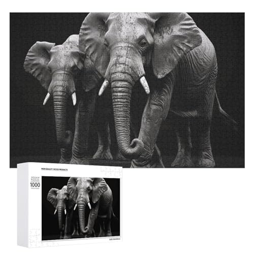 1000 PCS Jigsaw Puzzles 3D Gray Elephant Puzzles Personalized Puzzle for Adults Wooden Puzzle Custom Puzzles from Photos Picture Puzzle Classic Jigsaw Puzzle for Wedding Birthday Valentine's Day von GHZWACKJ