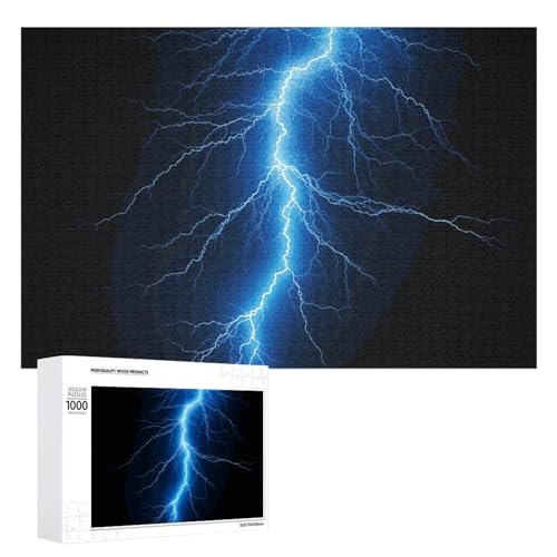 1000 PCS Jigsaw Puzzles Blue Lightning Puzzles Personalized Puzzle for Adults Wooden Puzzle Custom Puzzles from Photos Picture Puzzle Classic Jigsaw Puzzle for Wedding Birthday Valentine's Day von GHZWACKJ