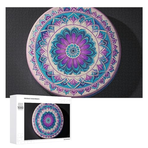 1000 PCS Jigsaw Puzzles Blue Purple Mandala Puzzles Personalized Puzzle for Adults Wooden Puzzle Custom Puzzles from Photos Picture Puzzle Classic Jigsaw Puzzle for Wedding Birthday Valentine's Day von GHZWACKJ