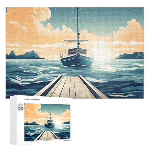 1000 PCS Jigsaw Puzzles Boat Seascape Theme Puzzles Personalized Puzzle for Adults Wooden Puzzle Custom Puzzles from Photos Picture Puzzle Classic Jigsaw Puzzle for Wedding Birthday Valentine's Day von GHZWACKJ