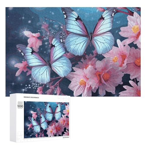 1000 PCS Jigsaw Puzzles Butterfly Blossoms Puzzles Personalized Puzzle for Adults Wooden Puzzle Custom Puzzles from Photos Picture Puzzle Classic Jigsaw Puzzle for Wedding Birthday Valentine's Day von GHZWACKJ