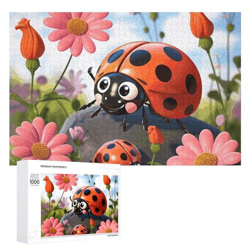 1000 PCS Jigsaw Puzzles Cartoon Marienkäfer Blume Puzzles Personalisiertes Puzzle für Erwachsene Holzpuzzle Benutzerdefinierte Puzzles aus Fotos Bilderpuzzle Klassisches Puzzle für Hochzeit Geburtstag von GHZWACKJ