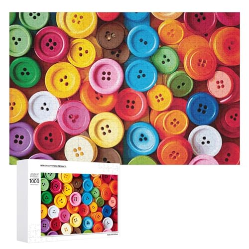 1000 PCS Jigsaw Puzzles Colorful Buttons Puzzles Personalized Puzzle for Adults Wooden Puzzle Custom Puzzles from Photos Picture Puzzle Classic Jigsaw Puzzle for Wedding Birthday Valentine's Day von GHZWACKJ