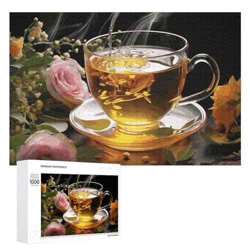 1000 PCS Jigsaw Puzzles Cup of Tea Puzzles Personalized Puzzle for Adults Wooden Puzzle Custom Puzzles from Photos Picture Puzzle Classic Jigsaw Puzzle for Wedding Birthday Valentine's Day von GHZWACKJ