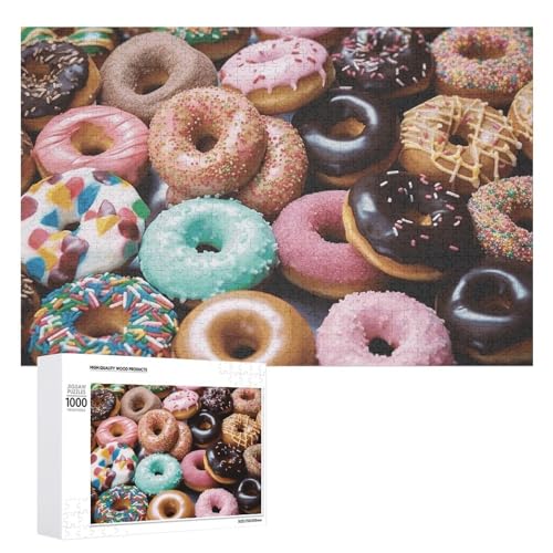 1000 PCS Jigsaw Puzzles Donuts Puzzles Personalized Puzzle for Adults Wooden Puzzle Custom Puzzles from Photos Picture Puzzle Classic Jigsaw Puzzle for Wedding Birthday Valentine's Day von GHZWACKJ