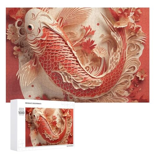 1000 PCS Jigsaw Puzzles Engraving Fish Pattern Puzzles Personalized Puzzle for Adults Wooden Puzzle Custom Puzzles from Photos Picture Puzzle Classic Jigsaw Puzzle for Wedding Birthday Valentine's Da von GHZWACKJ