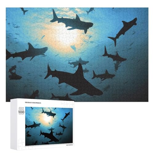 1000 PCS Jigsaw Puzzles Hammerhead Sharks Puzzles Personalized Puzzle for Adults Wooden Puzzle Custom Puzzles from Photos Picture Puzzle Classic Jigsaw Puzzle for Wedding Birthday Valentine's Day von GHZWACKJ