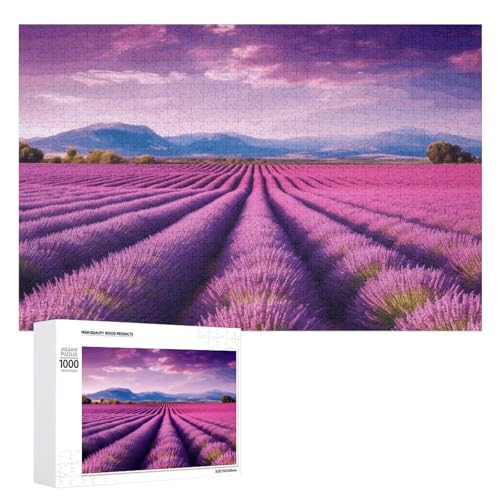 1000 PCS Jigsaw Puzzles Lavender Fields Puzzles Personalized Puzzle for Adults Wooden Puzzle Custom Puzzles from Photos Picture Puzzle Classic Jigsaw Puzzle for Wedding Birthday Valentine's Day von GHZWACKJ