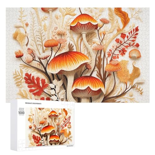 1000 PCS Jigsaw Puzzles Leaves and Mushrooms Puzzles Personalized Puzzle for Adults Wooden Puzzle Custom Puzzles from Photos Picture Puzzle Classic Jigsaw Puzzle for Wedding Birthday Valentine's Day von GHZWACKJ