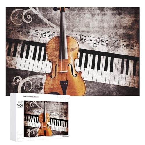 1000 PCS Jigsaw Puzzles Piano Violine Music Notes Puzzles Personalized Puzzle for Adults Wooden Puzzle Custom Puzzles from Photos Picture Puzzle Classic Jigsaw Puzzle for Wedding Birthday Valentine's von GHZWACKJ