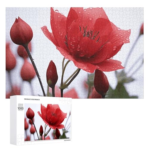 1000 PCS Jigsaw Puzzles Red Flower Bud Puzzles Personalized Puzzle for Adults Wooden Puzzle Custom Puzzles from Photos Picture Puzzle Classic Jigsaw Puzzle for Wedding Birthday Valentine's Day von GHZWACKJ