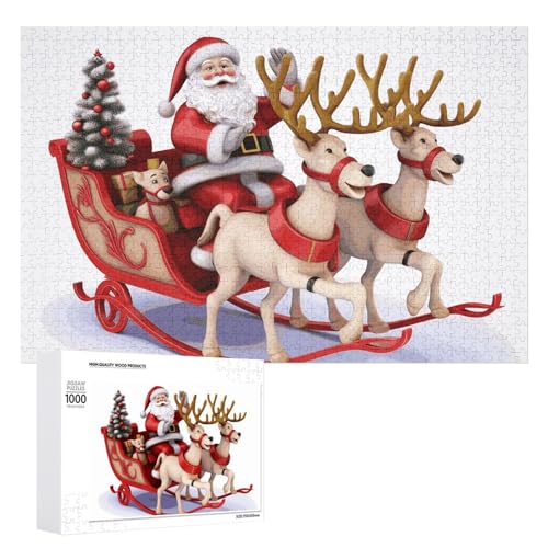 1000 PCS Jigsaw Puzzles Santa Claus Rentier Schlitten Puzzles Personalisiertes Puzzle für Erwachsene Holzpuzzle Benutzerdefinierte Puzzles aus Fotos Bilderpuzzle Klassisches Puzzle für Hochzeit von GHZWACKJ