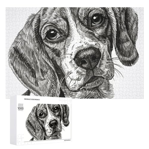 1000 PCS Puzzle Hund Schwarz Portrait Puzzles Personalisiertes Puzzle für Erwachsene Holzpuzzle Benutzerdefinierte Puzzles aus Fotos Bilderpuzzle Klassisches Puzzle für Hochzeit Geburtstag von GHZWACKJ