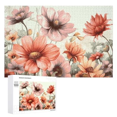 1000 PCS Puzzles Blume Floral Puzzles Personalisiertes Puzzle für Erwachsene Holzpuzzle Benutzerdefinierte Puzzles aus Fotos Bilderpuzzle Klassisches Puzzle für Hochzeit Geburtstag Valentinstag von GHZWACKJ