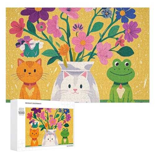 1000 PCS Puzzles Blumen, Katzen, Hunde, Frösche, personalisiertes Puzzle für Erwachsene, Holzpuzzle, individuelle Puzzles aus Fotos, Bilderpuzzle, klassisches Puzzle für Hochzeit, Geburtstag, von GHZWACKJ