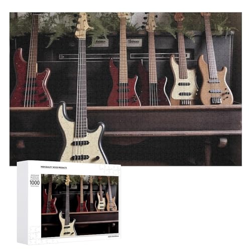 1000 PCS Puzzles Gitarre Bass Musik Instrumente Puzzles Personalisiertes Puzzle für Erwachsene Holzpuzzle Benutzerdefinierte Puzzles aus Fotos Bilderpuzzle Klassisches Puzzle für Hochzeit Geburtstag von GHZWACKJ