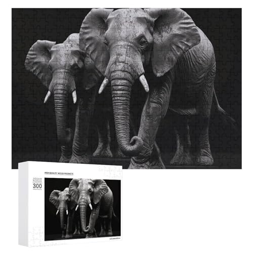 300 PCS Jigsaw Puzzles 3D Gray Elephant Puzzles Personalized Puzzle for Adults Wooden Puzzle Custom Puzzles from Photos Picture Puzzle Classic Jigsaw Puzzle for Wedding Birthday Valentine's Day von GHZWACKJ