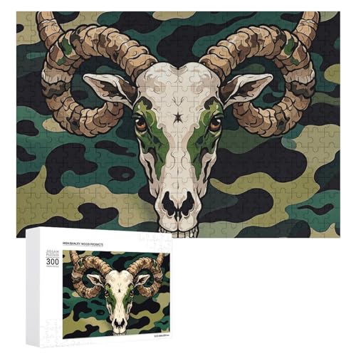 300 PCS Jigsaw Puzzles Camouflage Skull Puzzles Personalized Puzzle for Adults Wooden Puzzle Custom Puzzles from Photos Picture Puzzle Classic Jigsaw Puzzle for Wedding Birthday Valentine's Day von GHZWACKJ