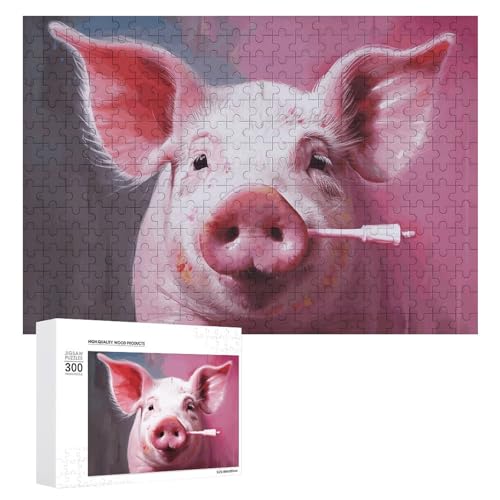 300 PCS Jigsaw Puzzles Cutepig Puzzles Personalized Puzzle for Adults Wooden Puzzle Custom Puzzles from Photos Picture Puzzle Classic Jigsaw Puzzle for Wedding Birthday Valentine's Day von GHZWACKJ