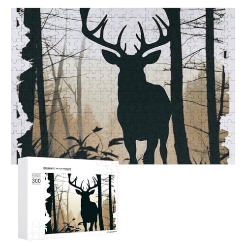 300 PCS Jigsaw Puzzles Deer Silhouette Puzzles Personalized Puzzle for Adults Wooden Puzzle Custom Puzzles from Photos Picture Puzzle Classic Jigsaw Puzzle for Wedding Birthday Valentine's Day von GHZWACKJ