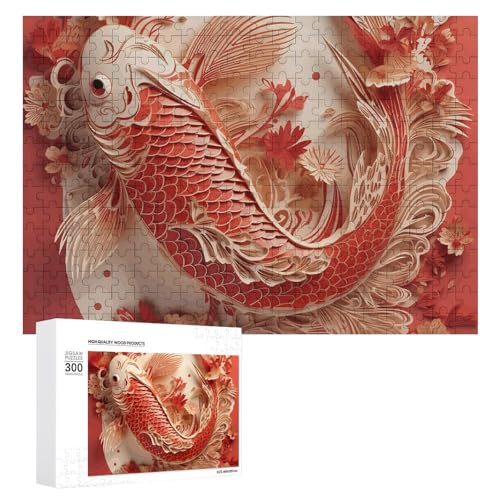 300 PCS Jigsaw Puzzles Engraving Fish Pattern Puzzles Personalized Puzzle for Adults Wooden Puzzle Custom Puzzles from Photos Picture Puzzle Classic Jigsaw Puzzle for Wedding Birthday Valentine's Day von GHZWACKJ