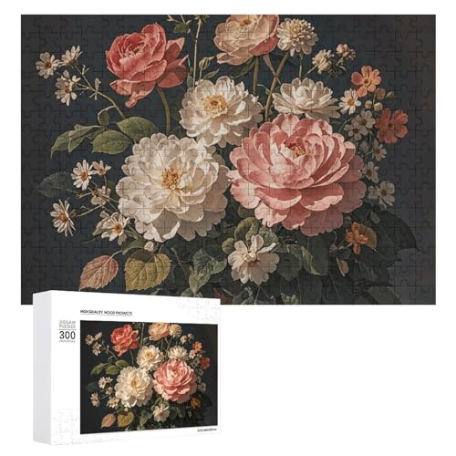 300 PCS Jigsaw Puzzles Vintage Elegant Floral Puzzles Personalized Puzzle for Adults Wooden Puzzle Custom Puzzles from Photos Picture Puzzle Classic Jigsaw Puzzle for Wedding Birthday Valentine's Day von GHZWACKJ