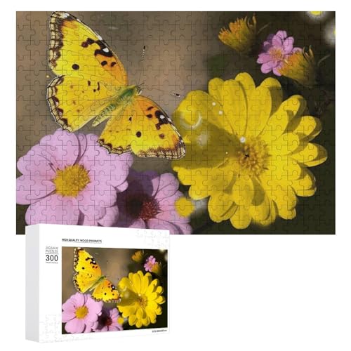 300 PCS Jigsaw Puzzles Yellow Butterfly and Flower Puzzles Personalized Puzzle for Adults Wooden Puzzle Custom Puzzles from Photos Picture Puzzle Classic Jigsaw Puzzle for Wedding Birthday Valentine' von GHZWACKJ